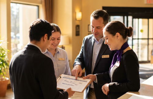 Командная планерка Front Office и Housekeeping перед началом смены